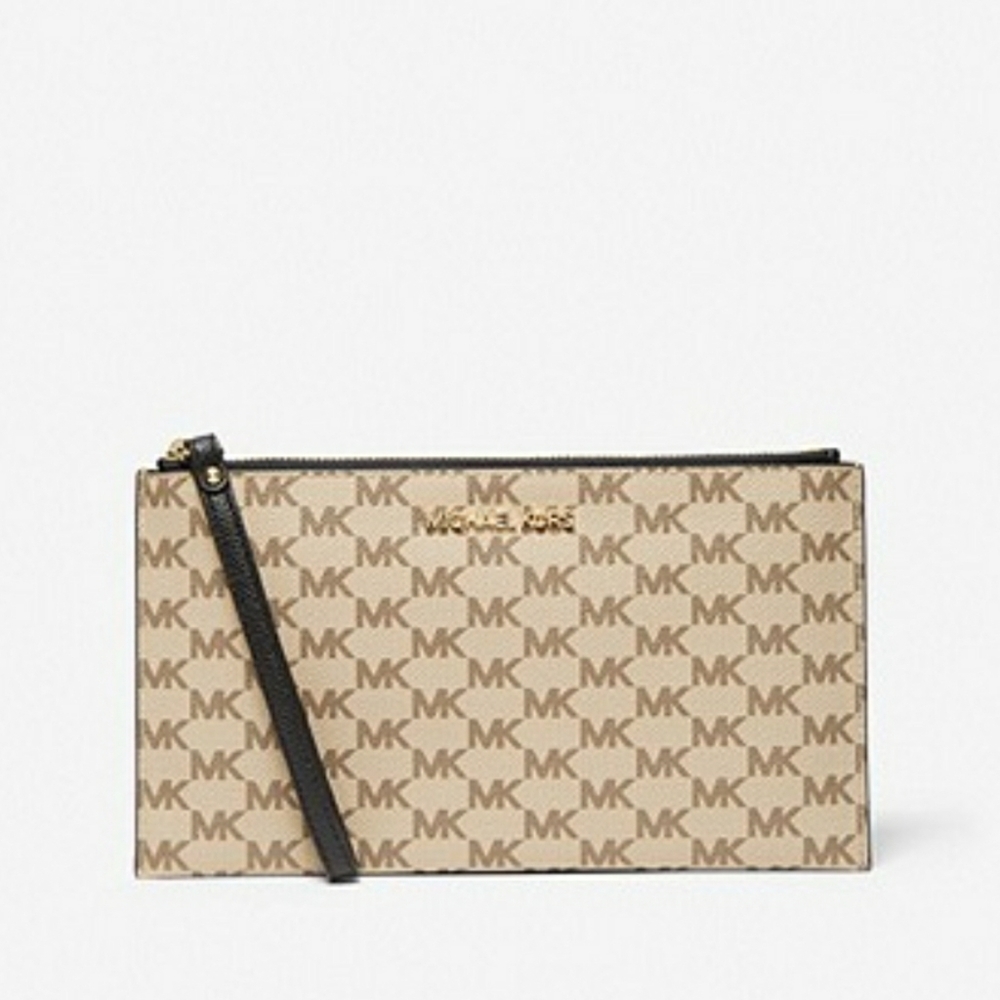 Michael Kors jet set logo coated canvas pouch